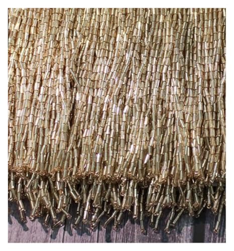 Fransen Kristall 15cm 30cm Dekorativer Besatz mit Strasssteinen Kleider Strass Spitze Tanzkleidung Glasperlenbesatz Quaste Fransen(C305 Gold,15CM x 5Yard) von LIZHAYG