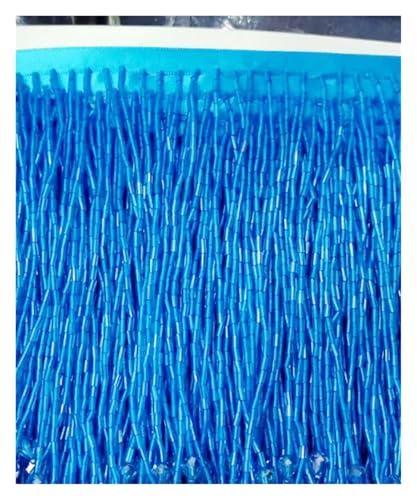 Fransen Kristall 15cm 30cm Dekorativer Besatz mit Strasssteinen Kleider Strass Spitze Tanzkleidung Glasperlenbesatz Quaste Fransen(C315 Capri Blue,15CM x 1 Yard) von LIZHAYG