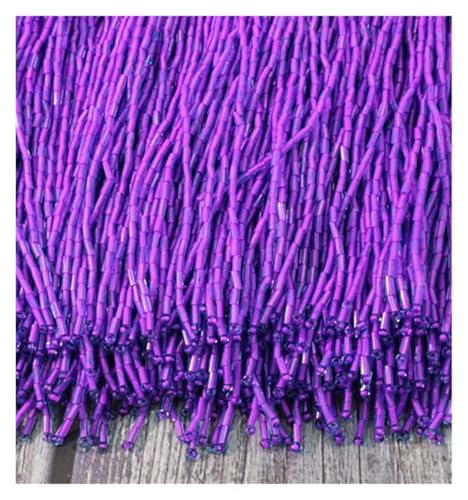 Fransen Kristall 15cm 30cm Dekorativer Besatz mit Strasssteinen Kleider Strass Spitze Tanzkleidung Glasperlenbesatz Quaste Fransen(C320 Purple,15CM x 5Yard) von LIZHAYG