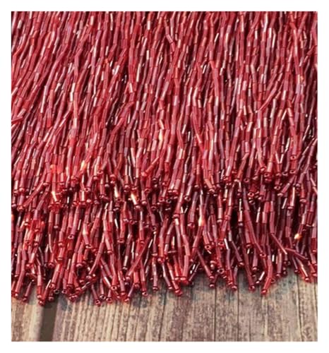 Fransen Kristall 15cm 30cm Dekorativer Besatz mit Strasssteinen Kleider Strass Spitze Tanzkleidung Glasperlenbesatz Quaste Fransen(C323 Red Satin,15CM x 5Yard) von LIZHAYG