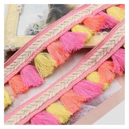 Fransen Quaste Spitzenbesatz Polyester Quaste Fransenbesatz Farbe Quaste Spitzenband Nähen Kleidungsstück Zubehör Kleidung Vorhang Home DIY Dekor(Colorful,1 yard) von LIZHAYG