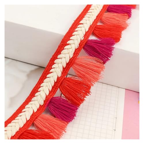 Fransen Quaste Spitzenbesatz Polyester Quaste Fransenbesatz Farbe Quaste Spitzenband Nähen Kleidungsstück Zubehör Kleidung Vorhang Home DIY Dekor(Red,1 yard) von LIZHAYG