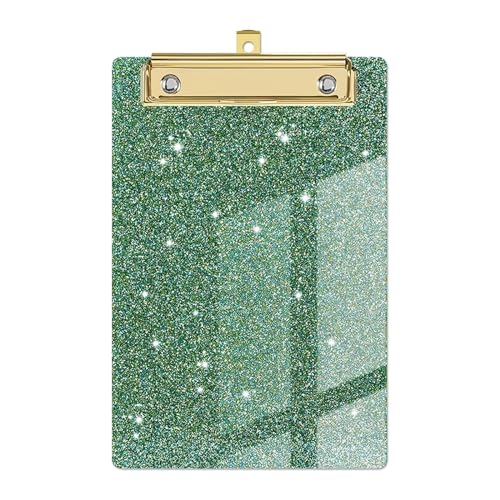 Klemmbrett Papier-Organizer, glitzerndes Schreib-Klemmbrett mit flachem Gold-Clip, Menü-Ordner, Flash-Memo-Zwischenablage, Dateiordner(Green) von LIZHAYG