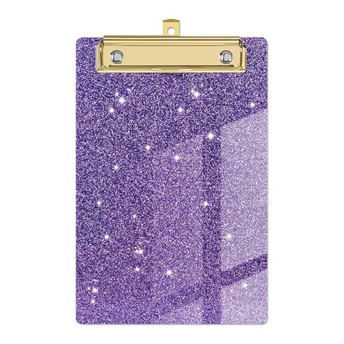 Klemmbrett Papier-Organizer, glitzerndes Schreib-Klemmbrett mit flachem Gold-Clip, Menü-Ordner, Flash-Memo-Zwischenablage, Dateiordner(Purple) von LIZHAYG