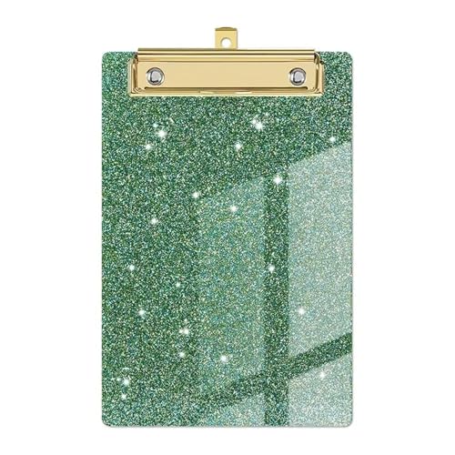 Klemmbrett Papier-Organizer, glitzerndes Schreib-Klemmbrett mit flachem Gold-Clip, Schreibtablett, Flash-Memo-Klemmbrett, Menü-Ordner, glitzernd(Green) von LIZHAYG