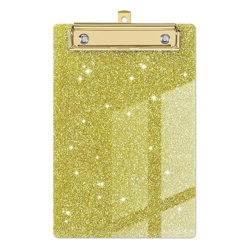 Klemmbrett Papier-Organizer, glitzerndes Schreib-Klemmbrett mit flachem Gold-Clip, Schreibtablett, Flash-Memo-Klemmbrett, Menü-Ordner, glitzernd(Yellow) von LIZHAYG