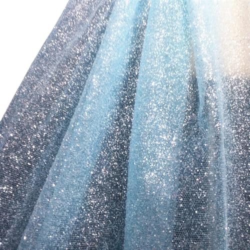 LIZHAYG Braut Spitze Stoffe 150 cm hoch, 300 cm lang, glitzernder Tüll-Spitzenstoff, glänzend for Schleier, Hochzeitskleid, DIY-Spitzenstoffmaterial Spitzenstoff Zierspitze(Blue Stiff) von LIZHAYG