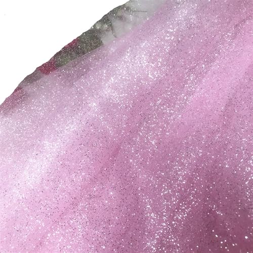 LIZHAYG Braut Spitze Stoffe 150 cm hoch, 300 cm lang, glitzernder Tüll-Spitzenstoff, glänzend for Schleier, Hochzeitskleid, DIY-Spitzenstoffmaterial Spitzenstoff Zierspitze(Pink Stiff) von LIZHAYG