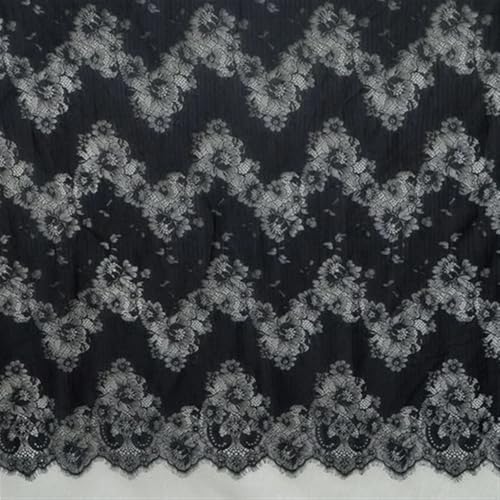 LIZHAYG Braut Spitze Stoffe 3,0 Meter Wimpernspitze Stoff Hochzeitskleid Reisefotografie Hochauflösende DIY Spitzenaccessoires Spitzenstoff Zierspitze(Black) von LIZHAYG