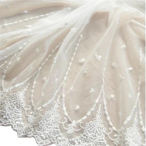 LIZHAYG Braut Spitze Stoffe 3 Yard Schwarz Weiß Handgemachte DIY Spitze Trim Mesh Stickerei 20CM Hochzeit Kleid Bekleidungs ​​Stoff Zubehör Spitzenstoff Zierspitze(White,3Yards) von LIZHAYG