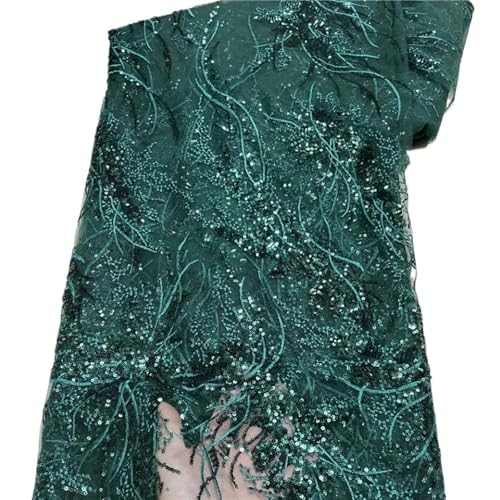 LIZHAYG Braut Spitze Stoffe Luxus Pailletten Spitze Stoffe 5 Yards Stickerei Tüll Spitze Stoff for Hochzeit Party Nähen Spitzenstoff Zierspitze(Green) von LIZHAYG