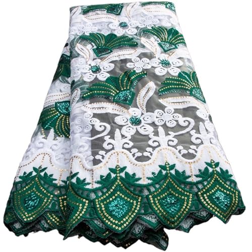 LIZHAYG Braut Spitze Stoffe Mesh Milch Seide Spitze Stoff Net Spitze for Braut Hochzeit Kleider Nähen Spitzenstoff Zierspitze(Green) von LIZHAYG