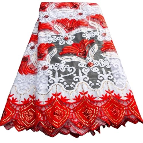 LIZHAYG Braut Spitze Stoffe Mesh Milch Seide Spitze Stoff Net Spitze for Braut Hochzeit Kleider Nähen Spitzenstoff Zierspitze(Light Red) von LIZHAYG