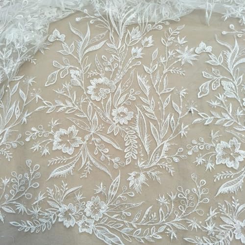 LIZHAYG Braut Spitze Stoffe Pailletten Spitzenstoff Dickes Material Hochzeitskleid Kleid Spitze Spitzenstoff Zierspitze von LIZHAYG