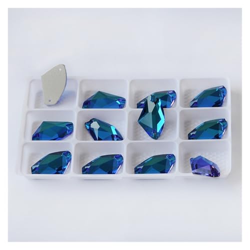 LIZHAYG Doppelkegel Perlen Glas Strass Strass Nähen Auf Strass Flatback Glas Steine ​​стразы Nähen Kristalle for Bekleidung Kleid glasperlen(Blue Zircon,16x27mm-6pcs) von LIZHAYG