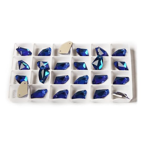 LIZHAYG Doppelkegel Perlen Glas Strass Strass Nähen Auf Strass Flatback Glas Steine ​​стразы Nähen Kristalle for Bekleidung Kleid glasperlen(Capri Blue,12x19mm-16pcs) von LIZHAYG