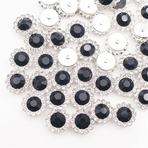 LIZHAYG Strasssteine 8 mm – 12 mm Sonnenblumen-Nähkralle, Strasssteine, Kristalle, Glasperlen, Knöpfe, Steine, for Aufnähen von Strasssteinen for Kleidung, Nähzubehör(Black-S,100PCS_10MM) von LIZHAYG