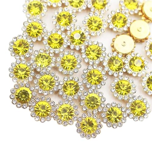 LIZHAYG Strasssteine 8 mm – 12 mm Sonnenblumen-Nähkralle, Strasssteine, Kristalle, Glasperlen, Knöpfe, Steine, for Aufnähen von Strasssteinen for Kleidung, Nähzubehör(Citrine-G,100PCS_10MM) von LIZHAYG