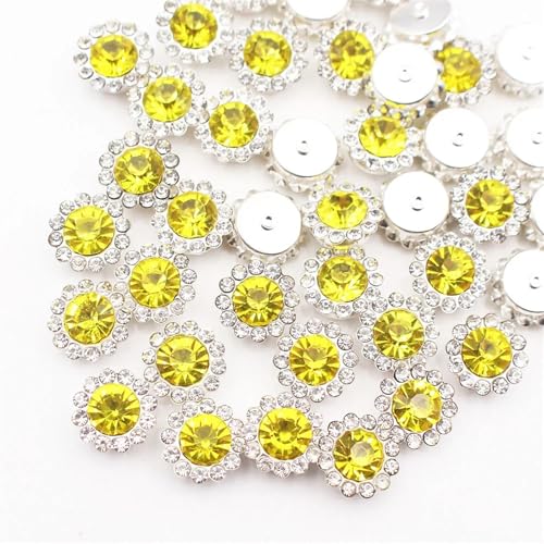 LIZHAYG Strasssteine 8 mm – 12 mm Sonnenblumen-Nähkralle, Strasssteine, Kristalle, Glasperlen, Knöpfe, Steine, for Aufnähen von Strasssteinen for Kleidung, Nähzubehör(Citrine-S,100PCS_10MM) von LIZHAYG