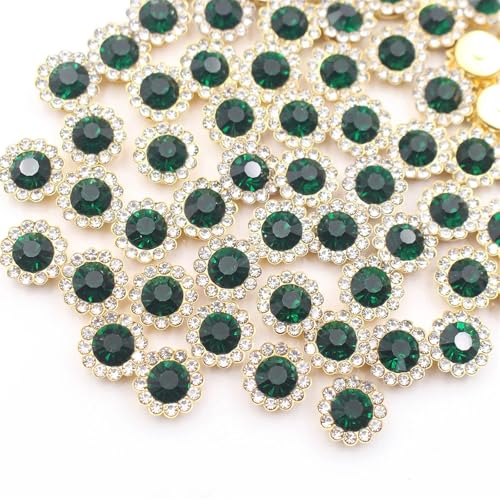 LIZHAYG Strasssteine 8 mm – 12 mm Sonnenblumen-Nähkralle, Strasssteine, Kristalle, Glasperlen, Knöpfe, Steine, for Aufnähen von Strasssteinen for Kleidung, Nähzubehör(Emerald-G,30PCS_12MM) von LIZHAYG