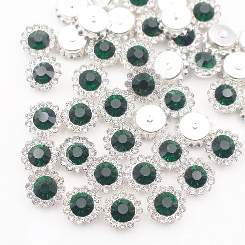 LIZHAYG Strasssteine 8 mm – 12 mm Sonnenblumen-Nähkralle, Strasssteine, Kristalle, Glasperlen, Knöpfe, Steine, for Aufnähen von Strasssteinen for Kleidung, Nähzubehör(Emerald-S,100PCS_8MM) von LIZHAYG