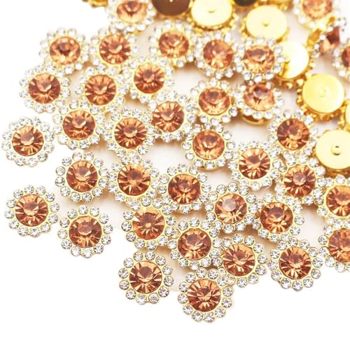 LIZHAYG Strasssteine 8 mm – 12 mm Sonnenblumen-Nähkralle, Strasssteine, Kristalle, Glasperlen, Knöpfe, Steine, for Aufnähen von Strasssteinen for Kleidung, Nähzubehör(Lt Peach-G,100PCS_10MM) von LIZHAYG