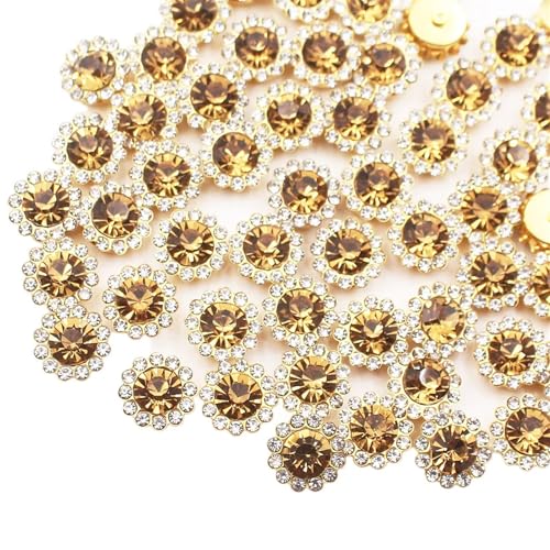 LIZHAYG Strasssteine 8 mm – 12 mm Sonnenblumen-Nähkralle, Strasssteine, Kristalle, Glasperlen, Knöpfe, Steine, for Aufnähen von Strasssteinen for Kleidung, Nähzubehör(Lt col Topaz-G,100PCS_12MM) von LIZHAYG