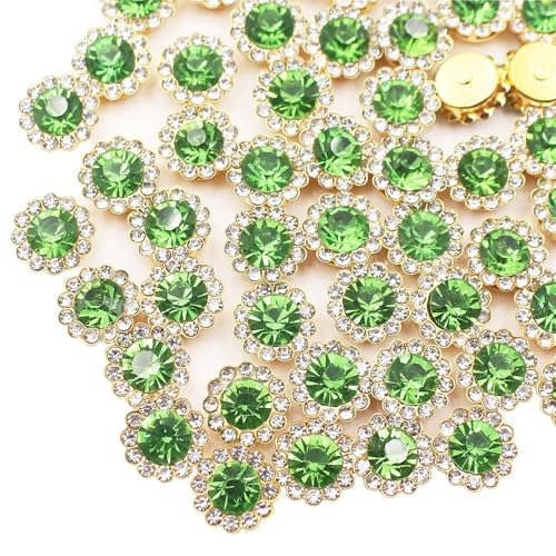 LIZHAYG Strasssteine 8 mm – 12 mm Sonnenblumen-Nähkralle, Strasssteine, Kristalle, Glasperlen, Knöpfe, Steine, for Aufnähen von Strasssteinen for Kleidung, Nähzubehör(Peridot-G,100PCS_8MM) von LIZHAYG