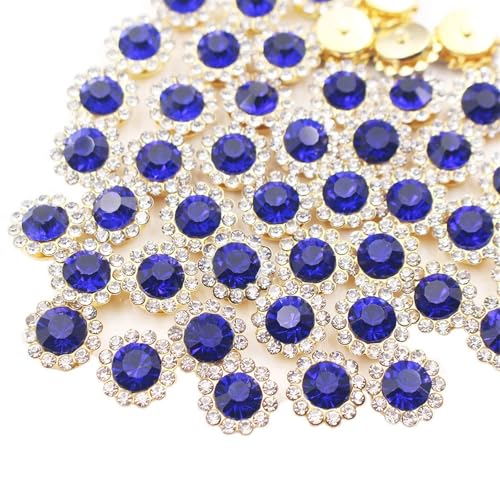 LIZHAYG Strasssteine 8 mm – 12 mm Sonnenblumen-Nähkralle, Strasssteine, Kristalle, Glasperlen, Knöpfe, Steine, for Aufnähen von Strasssteinen for Kleidung, Nähzubehör(Sapphire-G,30PCS_10MM) von LIZHAYG