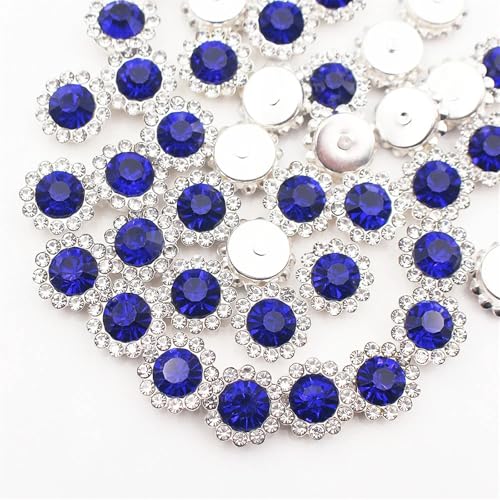 LIZHAYG Strasssteine 8 mm – 12 mm Sonnenblumen-Nähkralle, Strasssteine, Kristalle, Glasperlen, Knöpfe, Steine, for Aufnähen von Strasssteinen for Kleidung, Nähzubehör(Sapphire-S,30PCS_10MM) von LIZHAYG