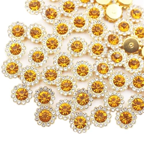 LIZHAYG Strasssteine 8 mm – 12 mm Sonnenblumen-Nähkralle, Strasssteine, Kristalle, Glasperlen, Knöpfe, Steine, for Aufnähen von Strasssteinen for Kleidung, Nähzubehör(Toapz-G,100PCS_12MM) von LIZHAYG