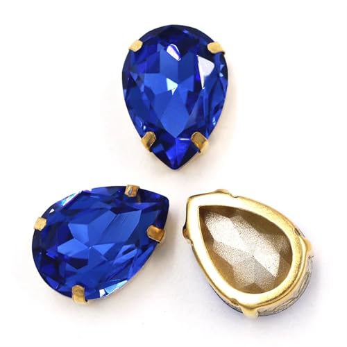 Strasssteine Bekleidungszubehör: Glaskristallsteine ​​in Tropfenform, goldene Krallenfassung for Aufnähen von Strasssteinen for Selbermachen for Kleidungsstücke/Schuhe/Taschen(Blue,12PCS_7X10MM) von LIZHAYG