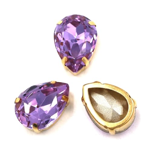 Strasssteine Bekleidungszubehör: Glaskristallsteine ​​in Tropfenform, goldene Krallenfassung for Aufnähen von Strasssteinen for Selbermachen for Kleidungsstücke/Schuhe/Taschen(Crystal Violet,12PCS_18X von LIZHAYG