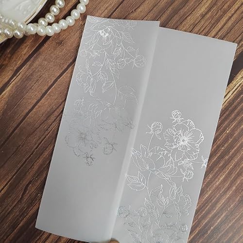 Vorgefaltet Vellum Paper Pergamenthüllen 50 Stück wunderschöne transparente Einladungskartenhüllen mit Rosen-Design, Pergamentumschlag, Hochzeitseinladungskartentasche, Pergamenthülle Hochzeitseinladu von LIZHAYG