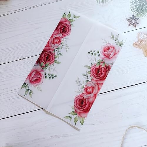 Vorgefaltet Vellum Paper Pergamenthüllen 50 TEIL/LOS Transparente Aquarell Blumen Hochzeitseinladungskartenhülle Halbpergamentpapier lädt Jacke Wrap ein Hochzeitseinladungen Selber Basteln(Flower-04,W von LIZHAYG