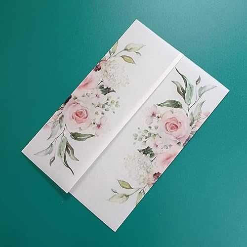 Vorgefaltet Vellum Paper Pergamenthüllen 50 TEIL/LOS Transparente Aquarell Blumen Hochzeitseinladungskartenhülle Halbpergamentpapier lädt Jacke Wrap ein Hochzeitseinladungen Selber Basteln(Light pink von LIZHAYG