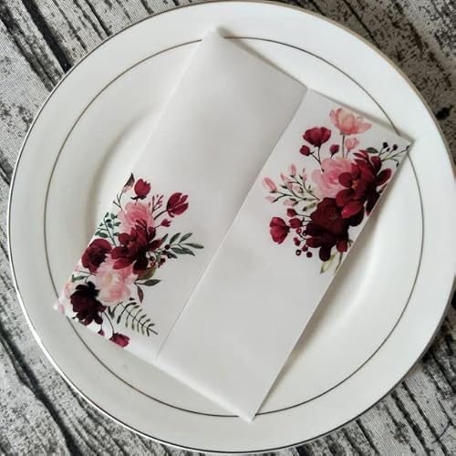 Vorgefaltet Vellum Paper Pergamenthüllen 50 teile/los Floral Transparent Hochzeit Einladung Karte Wrap Halb Pergament Papier Einladungen Jacke Hochzeitseinladungen Selber Basteln(Burgundy) von LIZHAYG