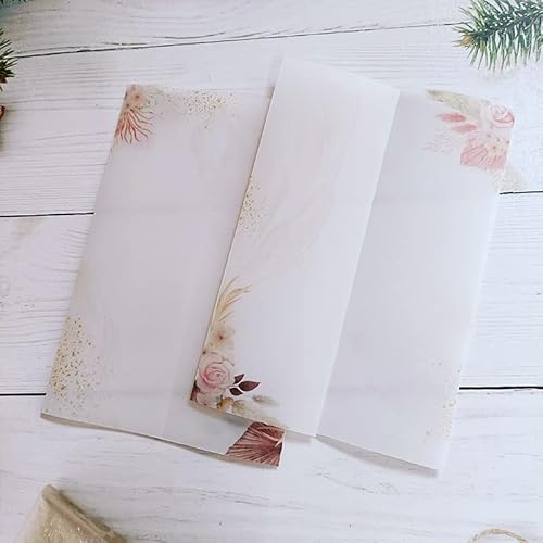 Vorgefaltet Vellum Paper Pergamenthüllen 50 teile/los Floral Transparent Hochzeit Einladung Karte Wrap Halb Pergament Papier Einladungen Jacke Hochzeitseinladungen Selber Basteln(World) von LIZHAYG