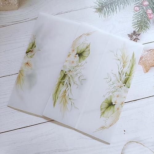 Vorgefaltet Vellum Paper Pergamenthüllen 50 teile/los Kirsche Hochzeitseinladungen Kartenhülle DIY Halbpergamentpapier Quinceanera Einladungsjacke Hochzeitseinladungen Selber Basteln(Flower-07) von LIZHAYG