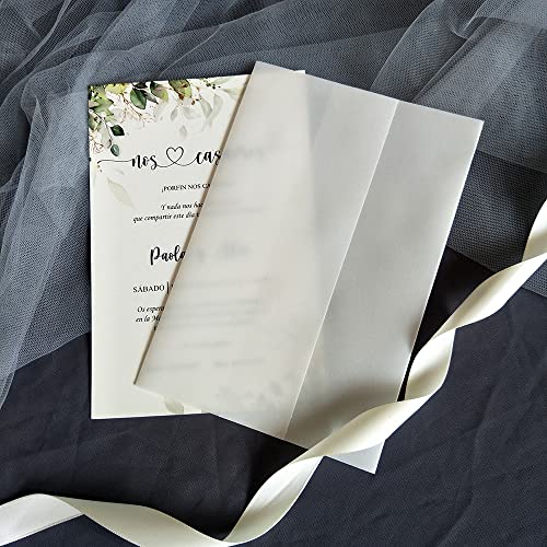 Vorgefaltet Vellum Paper Pergamenthüllen 50 teile/los Kirsche Hochzeitseinladungen Kartenhülle DIY Halbpergamentpapier Quinceanera Einladungsjacke Hochzeitseinladungen Selber Basteln(Plain no flower) von LIZHAYG