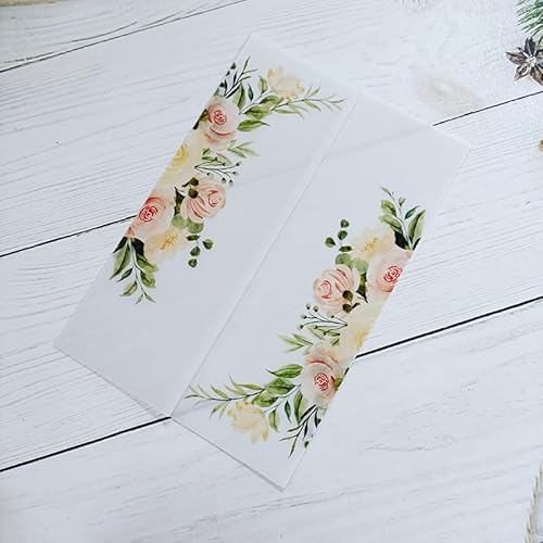 Vorgefaltet Vellum Paper Pergamenthüllen 50 teile/los Transparent Aquarell Blumen Grün Hochzeit Einladung Karte Abdeckung Halb Pergament Papier Lädt Jacke Wrap Hochzeitseinladungen Selber Basteln(Purp von LIZHAYG