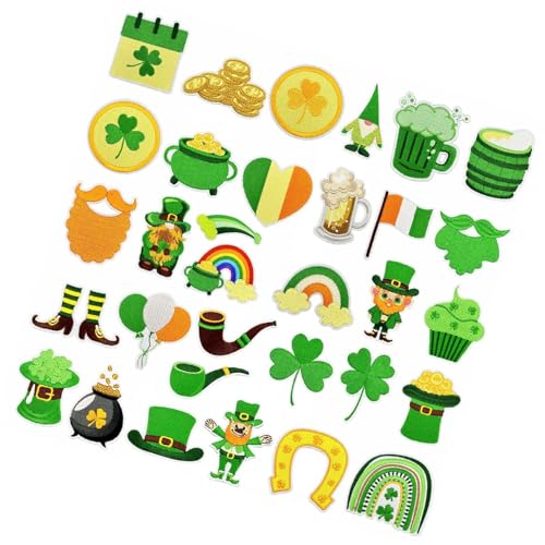 32pieces Patrick's Day Eisen Auf Gestickten Flecken Bestickte Applikationen Auf Flecken Für Kleidungsjacken Jacken Nähen von LIbgiubhy