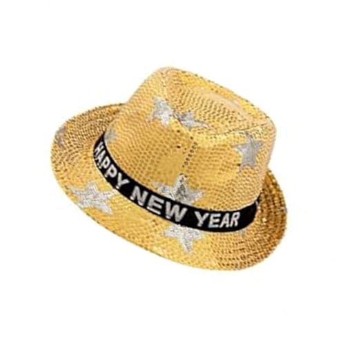 Blinkende Pailletten-Hüte mit Stern, Frohes neues Jahr, Hüte mit LED-Lichtern und Pailletten, für Damen und Herren, Partyzubehör Blinkende Pailletten-Hüte mit Stern, Frohes neues Jahr, Hüte mit LED-Lichtern und Pailletten, für Damen und Herren, Partyzubehör von LIbgiubhy