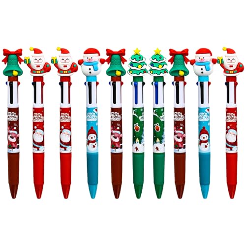 LIbgiubhy 10Pcs Weihnachten Bunte Kugelschreiber 4-Farbe In-1 Kugelschreiber Einziehbare Mehrfarbige Stift Für Schüler Notieren von LIbgiubhy