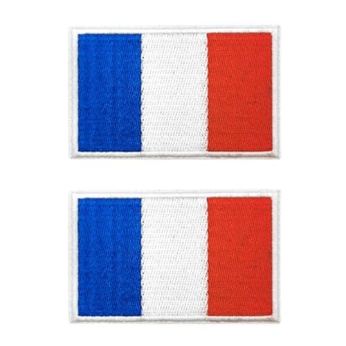 2 Stücke Französisch Flaggen Patch Gestickt Abzeichen mit Klett Deutsch Applikationen für Kleidung Taschen Rucksack Uniform Weste Hundegeschirr Militär Taktisch Draussen Jersey von LJFEA