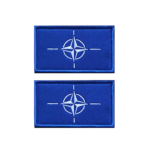 LJFEA 2 St.Taktisch NATO Nord-Atlantik-Bündnis Flagge Patch Stoff-Patch mit Klettverschluss für Kleidung Taschen Rucksack Uniform Weste Hundegeschirr Militär Taktisch Draussen Kleidung Kollektor von LJFEA