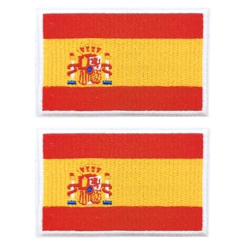 2 Stücke Spanien Flaggen Patch Gestickt Abzeichen mit Klett Deutsch Applikationen für Kleidung Taschen Rucksack Uniform Weste Hundegeschirr Militär Taktisch Draussen Jersey von LJFEA