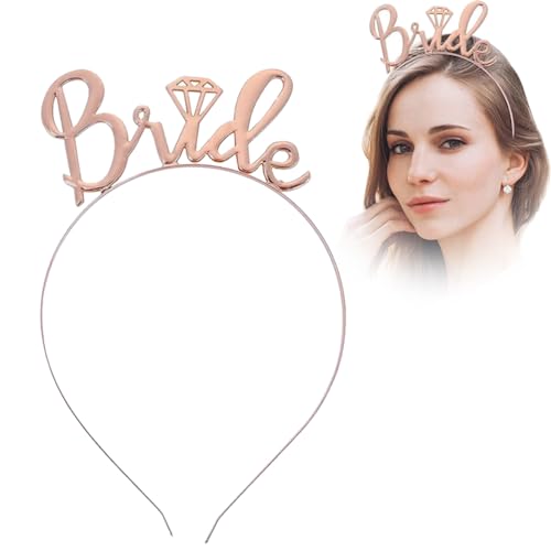 LJFEA JGA Haarreif Frauen Rosegold Braut Haarreif Bride Haarschmuck Braut Accessoires für Bachelorette Party Hen Party Junggesellinnenabschied Frauen Hochzeitsdeko usw. von LJFEA