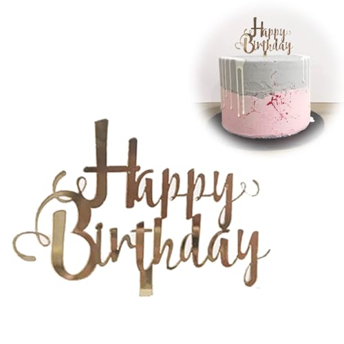 Topper Happy Birthday, Acryl, Pailletten, Cupcake-Topper, Kuchen-Topper zum Dekorieren von Geburtstagstorten für Kinder, Erwachsene, Mutter von LJFEA