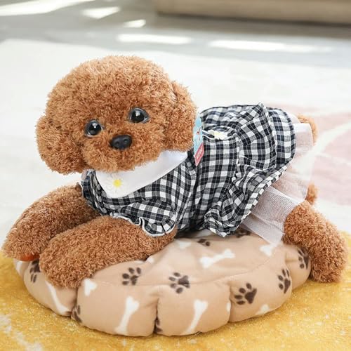 LJHLCC 35/55cm Real Life Teddy Hund trägt Kleidung Niedliche Pudel Plüsch Spielzeug Simulation Suffed Tier Puppe für Geburtstagsgeschenk - 35cm-Karierter Rock von LJHLCC